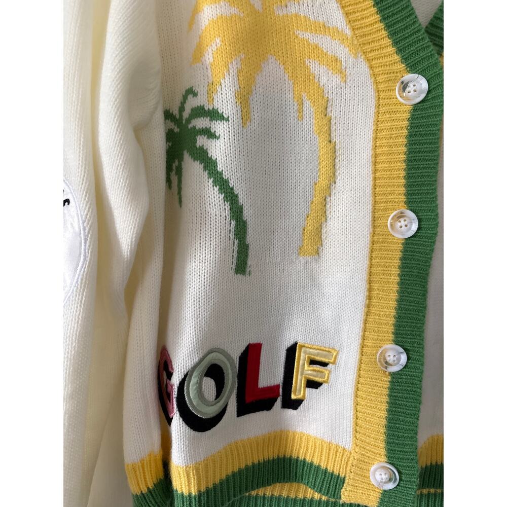 Fate Golf Theme Embroidered Cardigan Sweater Size Large EUC - Picture 5 of 9